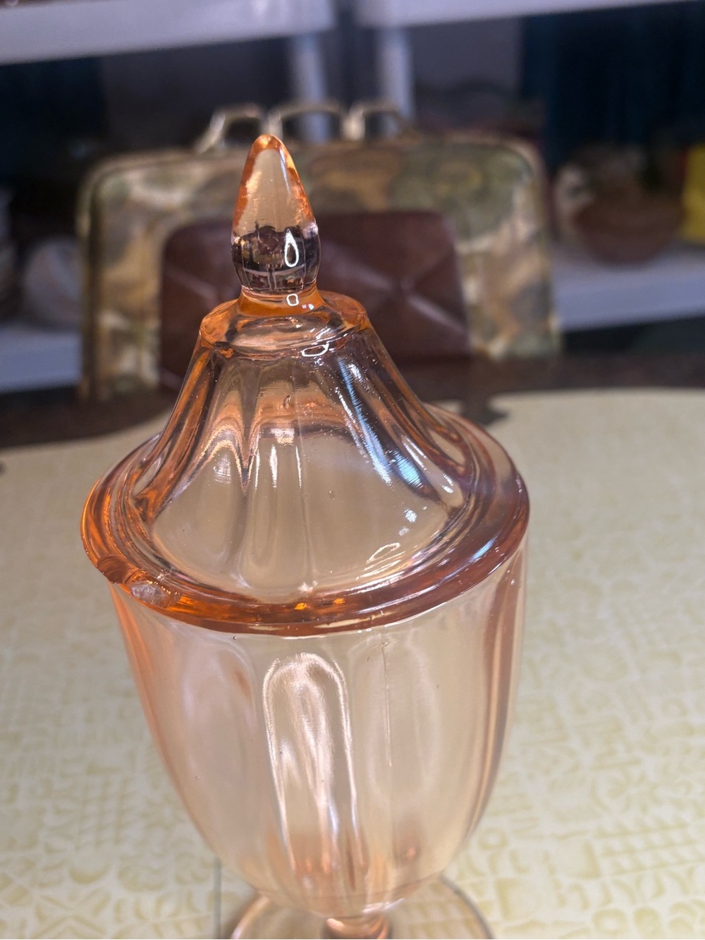 Vintage Pink Depression Glass Covered Compote - Picture 5 of 10